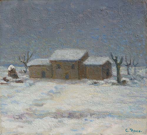 Casolare nella neve (notturno)