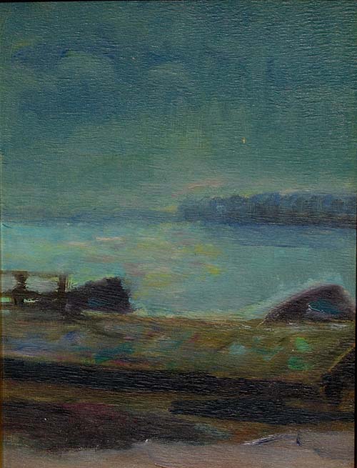 Paesaggio del Po con chiatta (notturno)