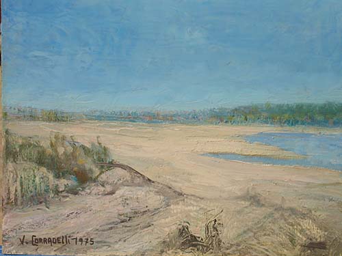 Paesaggio del Po con spiaggia