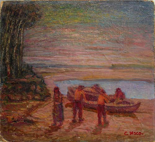 Paesaggio del Po con Pescatori