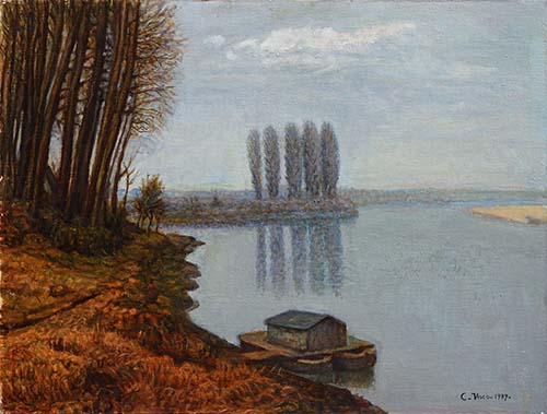 Paesaggio del Po con capanno