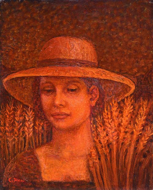 Contadina con grano